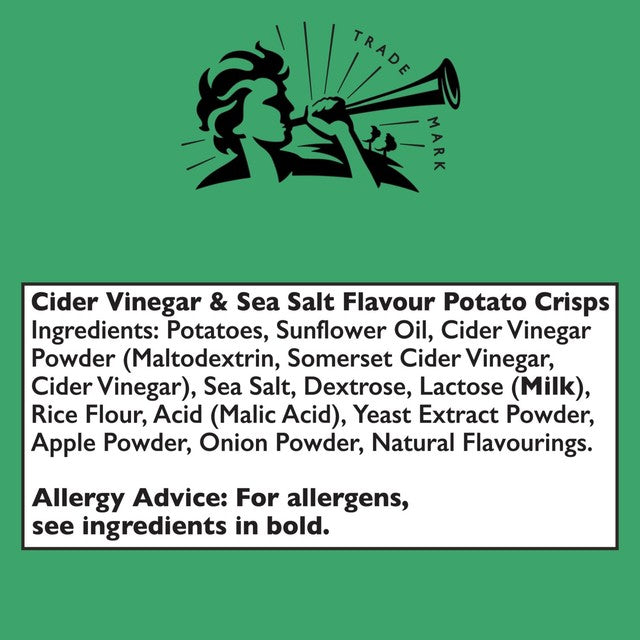 Pipers Cider Vinegar Sea Salt Crisps 150g, imported from the UK