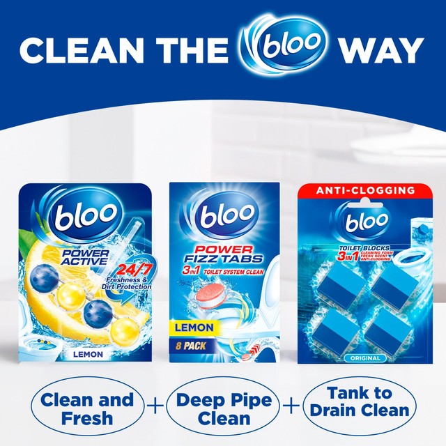 Bloo 3in1 in-cistern toilet blocks blue water ocean scent - British product