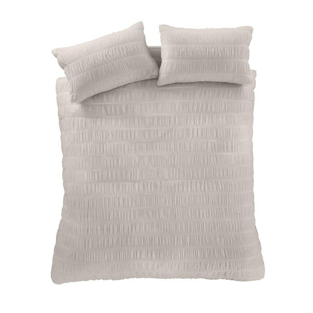 Catherine Lansfield Seersucker Natural King Duvet Set - British product