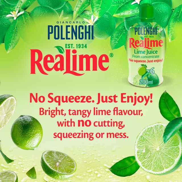 ReaLime lime juice from concentrate 200ml bottle, imported from the UK