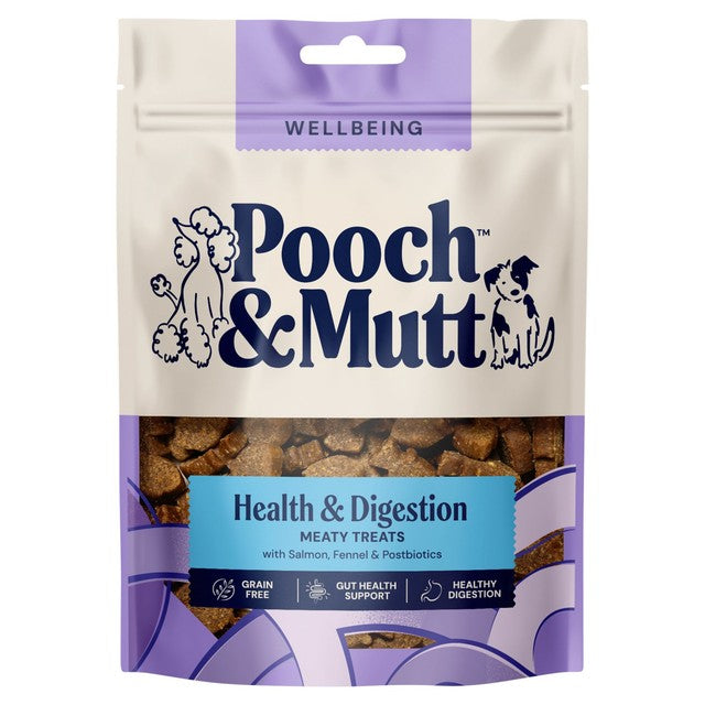 Pooch & Mutt health and digestion meaty dog treats, imported from the UK