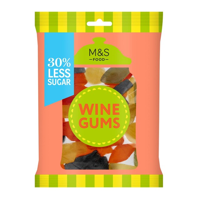 M&S 30% Reduced Sugar Wine Gums 175g, imported from the UK