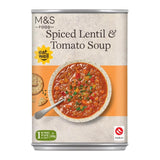 M&S spiced lentil and tomato soup 400g, imported from the UK