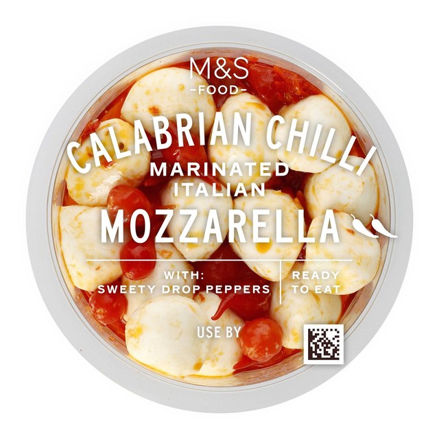 M&S Calabrian chilli mozzarella cheese balls 160g, imported from the UK