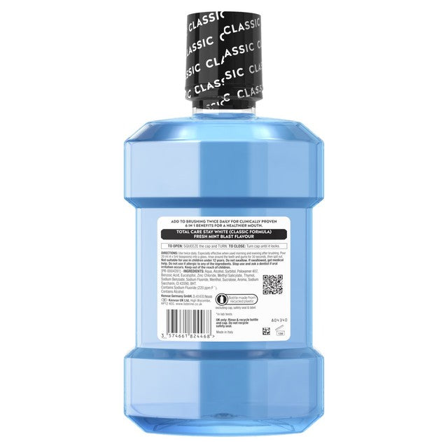 Listerine Stay White Intense Mint Classic mouthwash 1L, UK version
