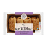 M&S all butter pain au chocolat with dark chocolate 4 pack, imported from the UK