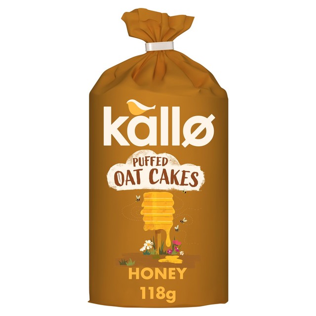 Kallo honey puffed oat cakes 118g, UK version