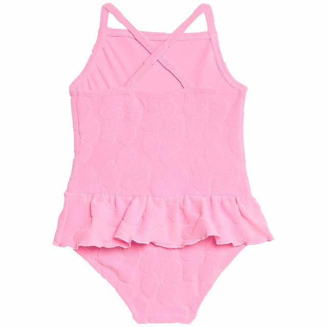 M&S girls pink floral swim costume 3-4 years, imported from the UK
