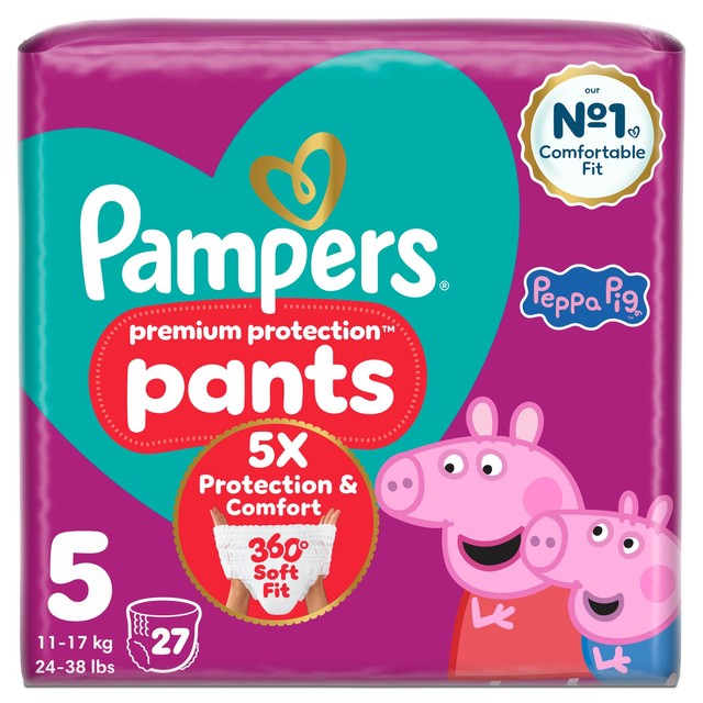 Pampers Premium Protection Nappy Pants size 5 essential pack, imported from the UK