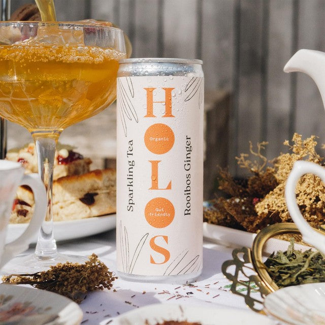 HOLOS Organic Sparkling Tea Rooibos Ginger 250ml, imported from the UK