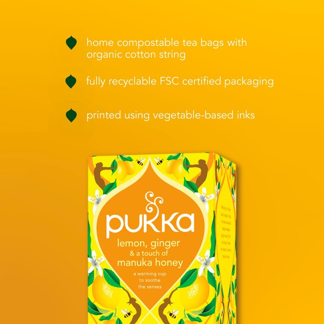 Pukka Herbs lemon ginger manuka honey herbal tea bags 20 bags, imported from the UK