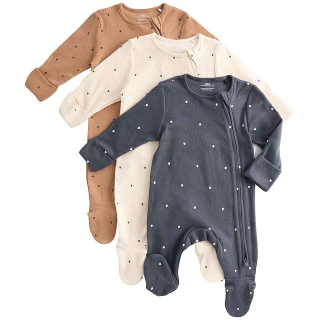 M&S Heart Sleepsuit in pewter for newborn, imported from the UK