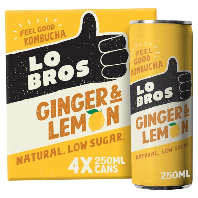 Lo Bros ginger lemon kombucha multipack 4x250ml, UK version
