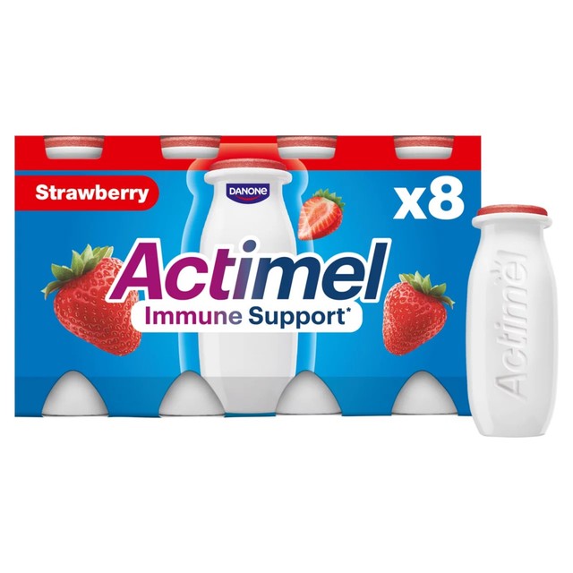 Actimel strawberry yoghurt drink 8x100g multipack - British product