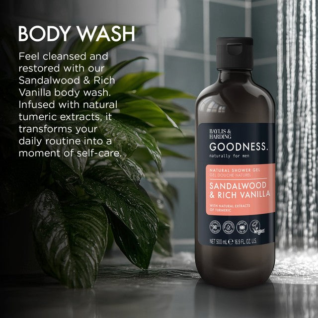 Baylis & Harding sandalwood and rich vanilla shower gel 500ml - British product