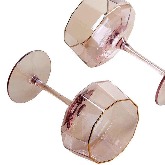 M&S pearlescent coupe glasses pink, UK version