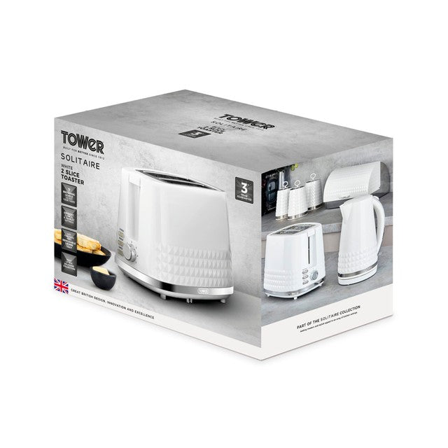 Tower Solitaire 2 slice toaster white (British brand)
