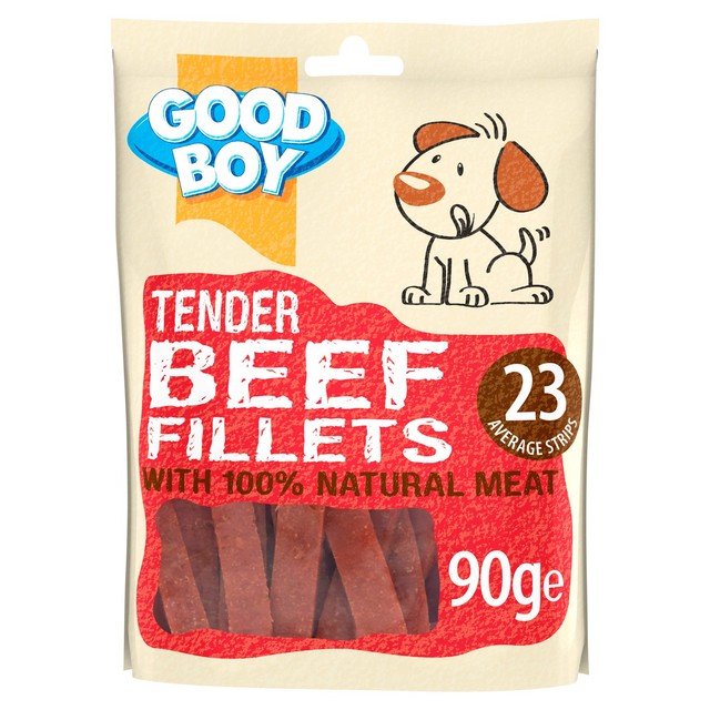 Good Boy tender beef fillets dog treats 90g, UK version