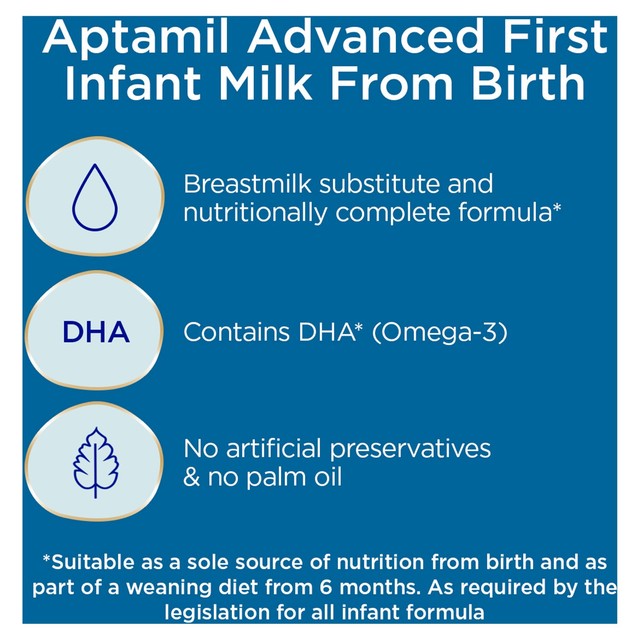 Aptamil Advanced first infant milk formula 12 x 200ml - British product
