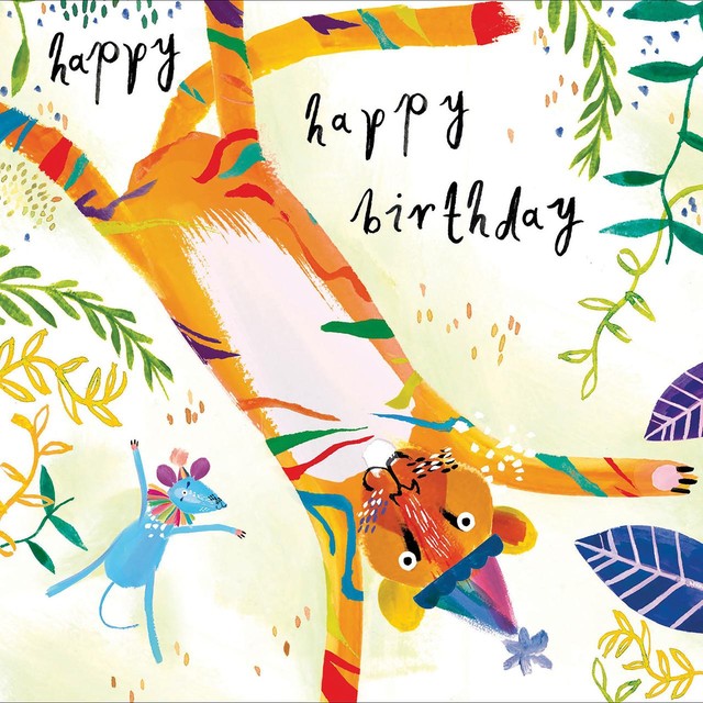 Woodmansterne Lion & Mouse Birthday Card 17.3cm x 16.7cm, UK version