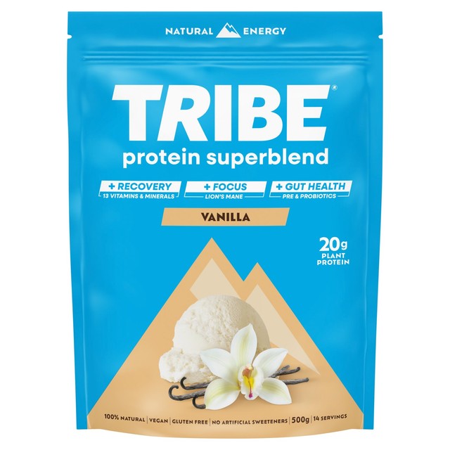 TRIBE Superblend vanilla protein powder, UK version