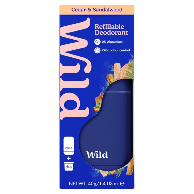 Wild Navy Blue Case Cedar & Sandalwood Deodorant 40g (British brand)