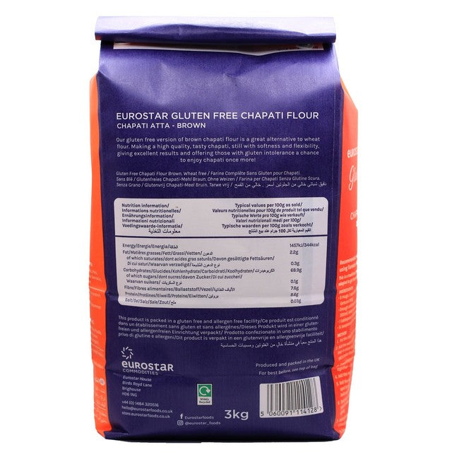 Eurostar Chapati Flour Brown 3kg - British product
