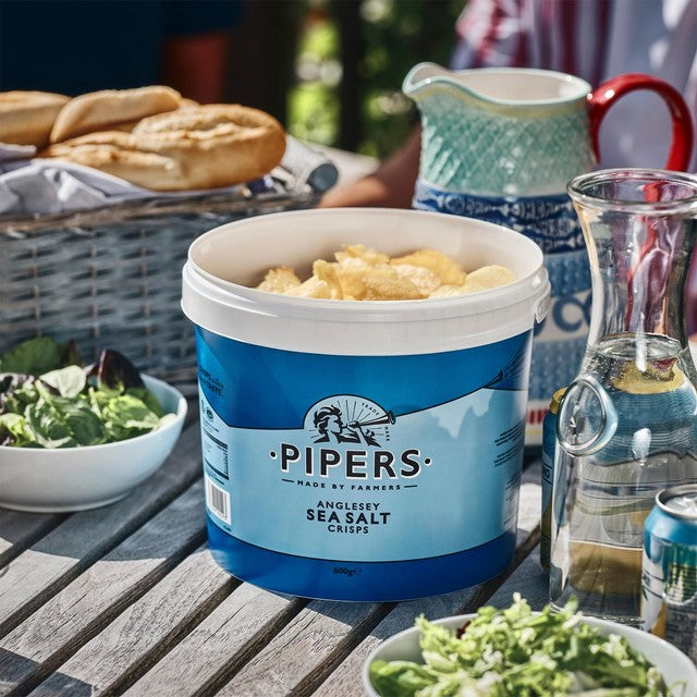 Pipers Anglesey Sea Salt Crisps 600g, imported from the UK