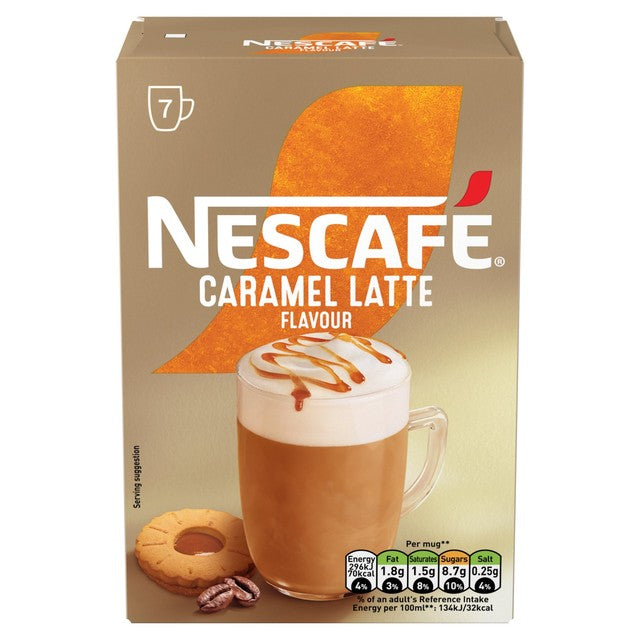 Nescafe Caramel Latte instant coffee 7 sachets, imported from the UK