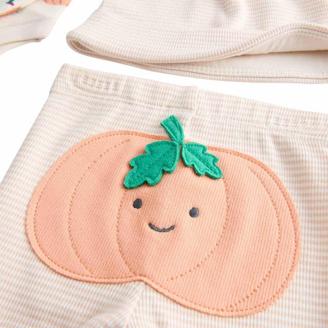 M&S Halloween pumpkin baby bodysuit set, Orange Mix, 3-6 months, imported from the UK