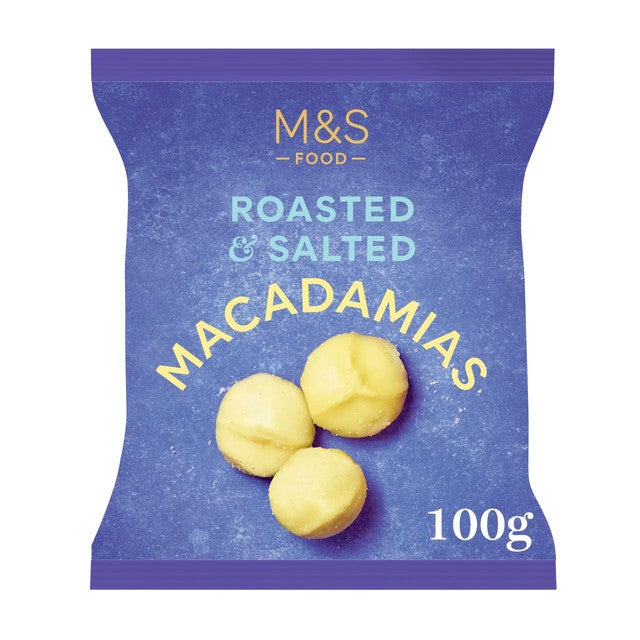 M&S Roasted Salted Macadamia Nuts 100g, imported from the UK