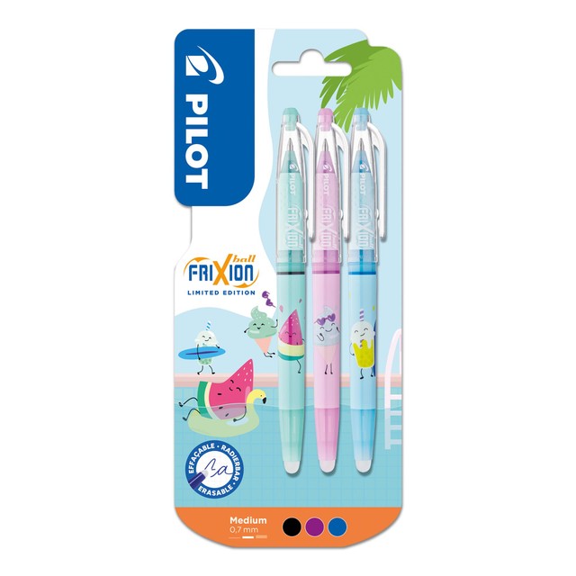 Pilot Frixion Pool Party erasable gel pens pack of 3 - British product