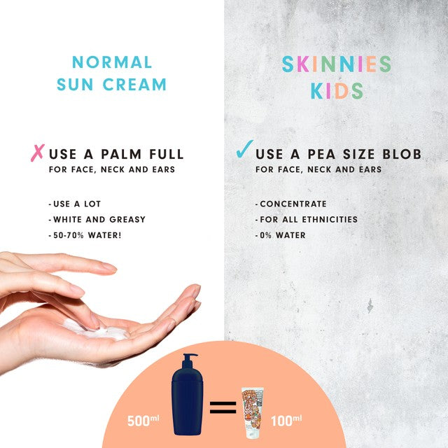 Skinnies kids vegan SPF 50 sunscreen 100ml (British brand)