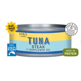 M&S canned tuna steak in sunflower oil 200g, imported from the UK