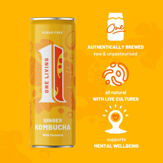 One Living ginger kombucha multipack, imported from the UK
