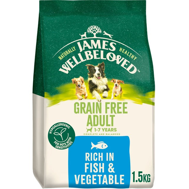 James Wellbeloved grain free adult dog food fish and veg - British product