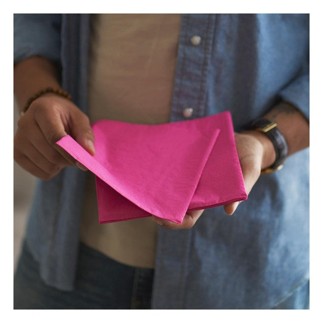 Duni pink 2-ply paper napkins 125 per pack, imported from the UK