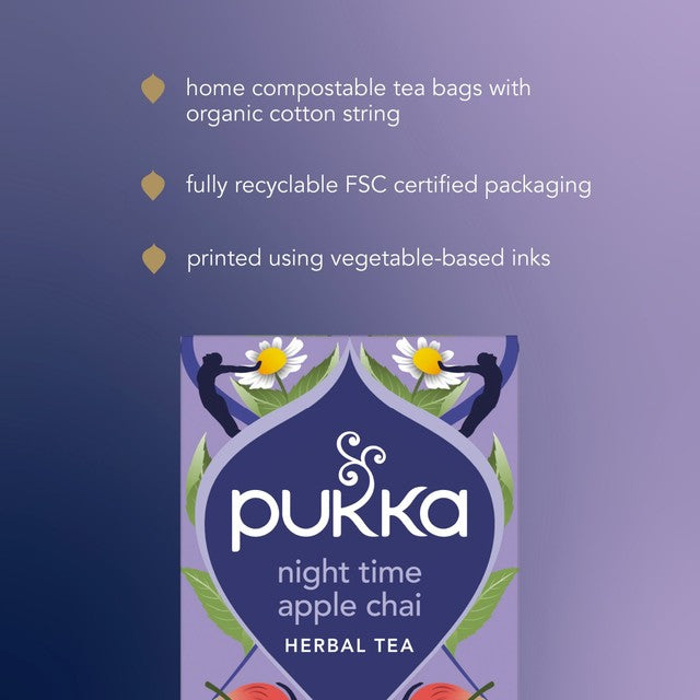 Pukka Herbs organic Night Time Apple Chai herbal tea 20 teabags - British product