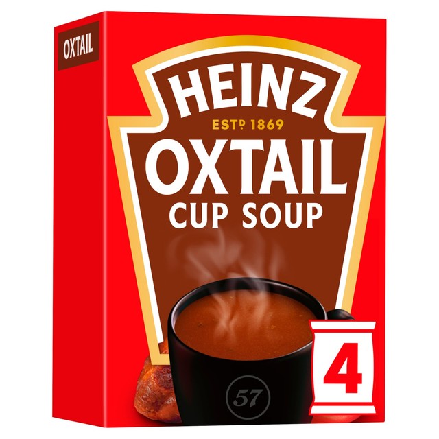 Heinz Oxtail flavour instant dry soup in 62g single-serve sachet, UK version