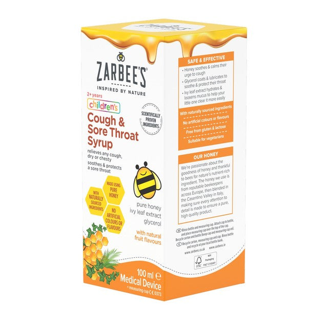 Zarbee's Children's Cough & Sore Throat Syrup 100ml (British brand)