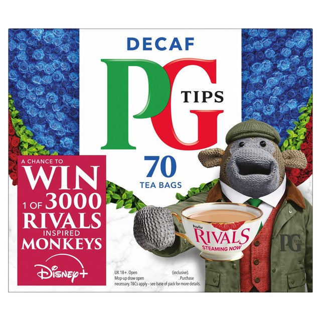 PG Tips decaf black tea bags 203g, imported from the UK