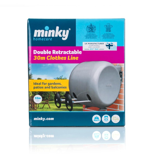 Minky 30m retractable clothes line reel, imported from the UK