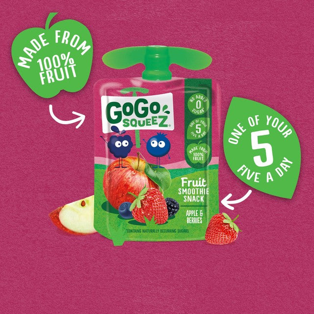 GoGo squeeZ fruit smoothie snack apple berries 90g pouches - British product