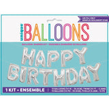 Unique Party Silver Happy Birthday foil balloon banner kit (British brand)