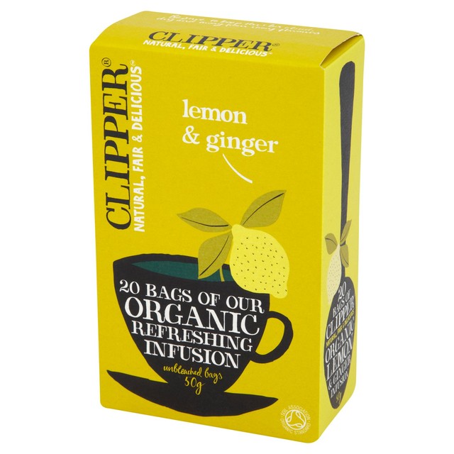 Clipper lemon and ginger herbal tea infusion 20 count - British product