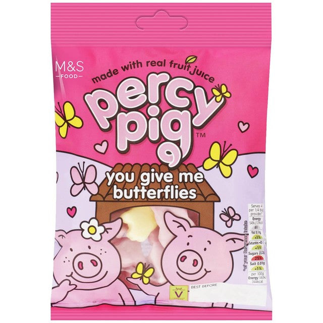 M&S Percy Pig You Give Me Butterflies fruit gums 150g, imported from the UK