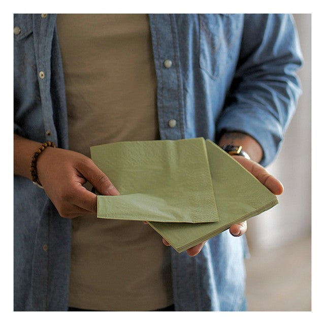 Duni pistachio green paper napkins 33cm, imported from the UK