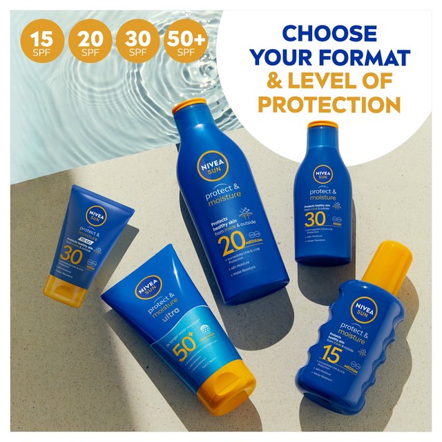 Nivea Protect & Moisture SPF 50+ lotion 200ml, imported from the UK