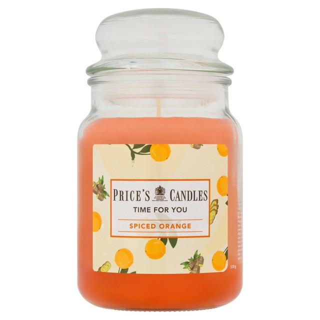 Price's spiced orange jar candle 510g, imported from the UK