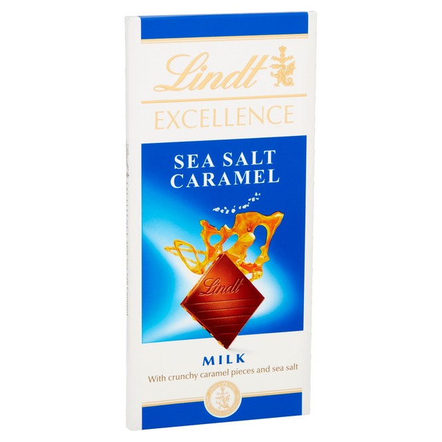 Lindt milk chocolate bar caramel & sea salt 100g, UK version